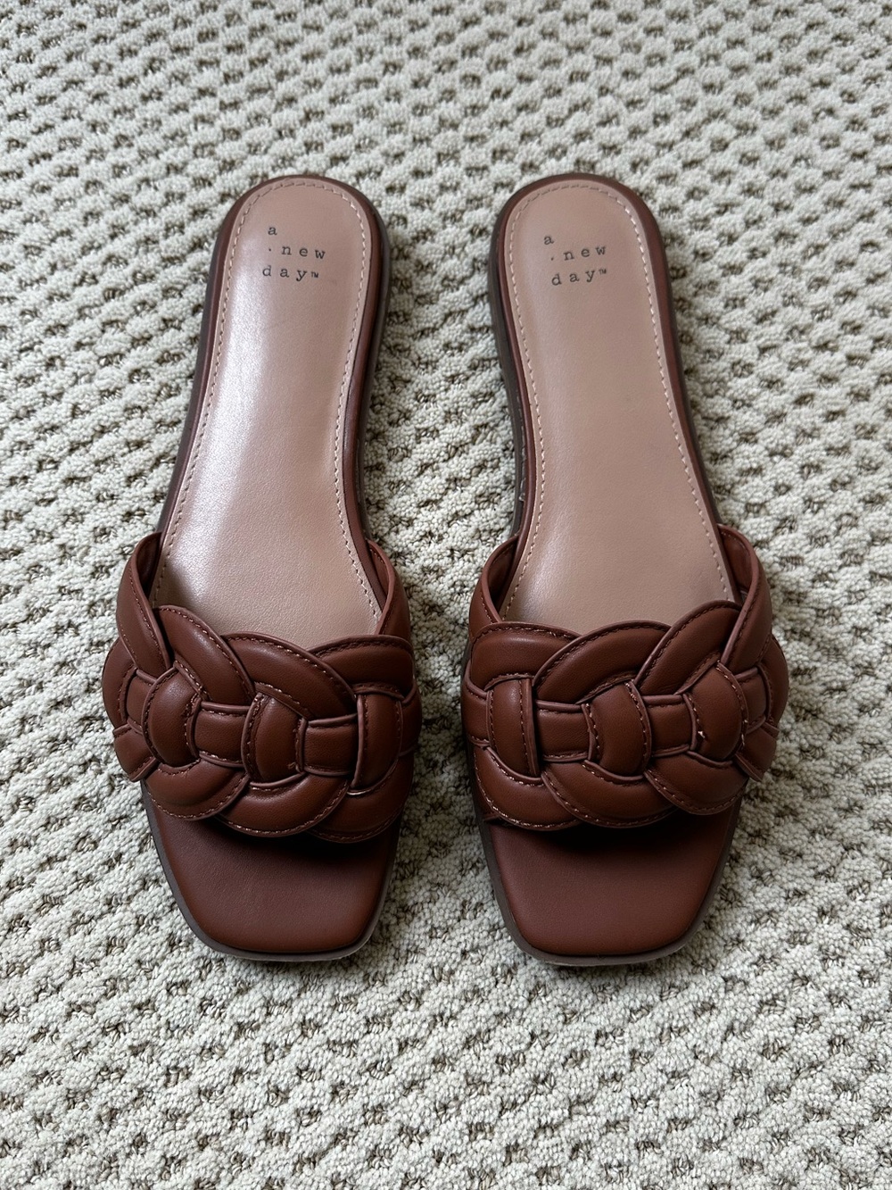 A New Day Brown Braided Slide Sandals- Size 8.5
